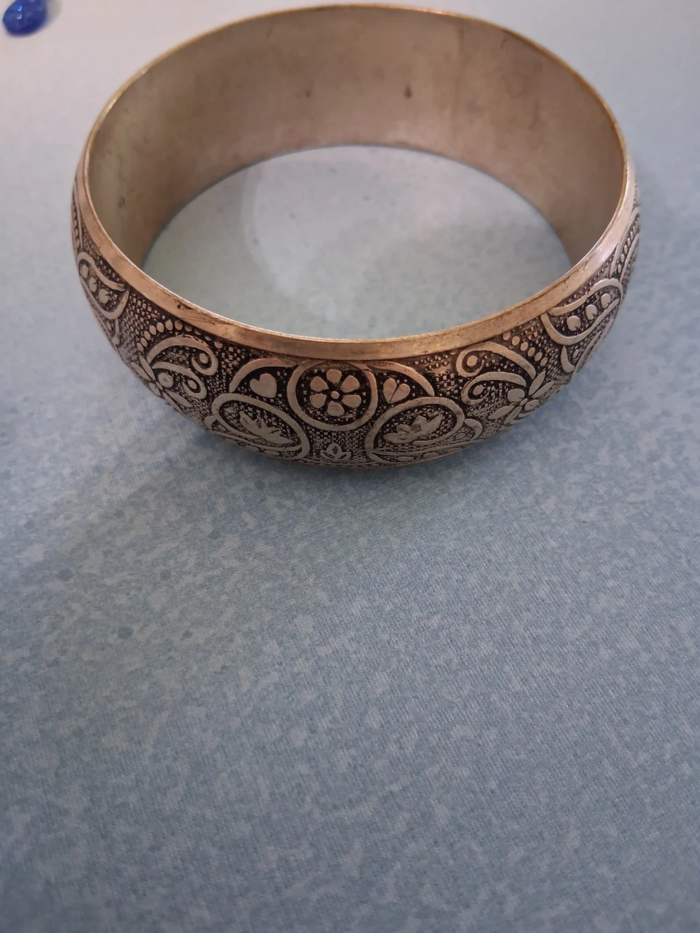 Engraved Silver-Tone Floral Cuff Bracelet